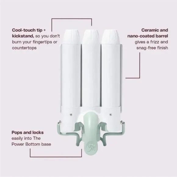 Mane 1.25” Jumbo Hair Waver and Interchangeable Base Set Mermaid NEW Retail $100 - Picture 10 of 13